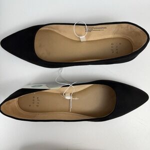 A New Day Corinna Black Pointed‎ Toe Flats 9.5 Memory Foam Minimalist Chic